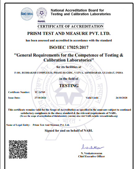 testing certificate